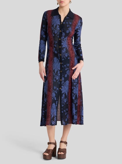 MAXI CARDIGAN WITH FLORAL JACQUARD MOTIF