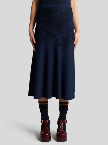 COTTON JACQUARD MIDI SKIRT