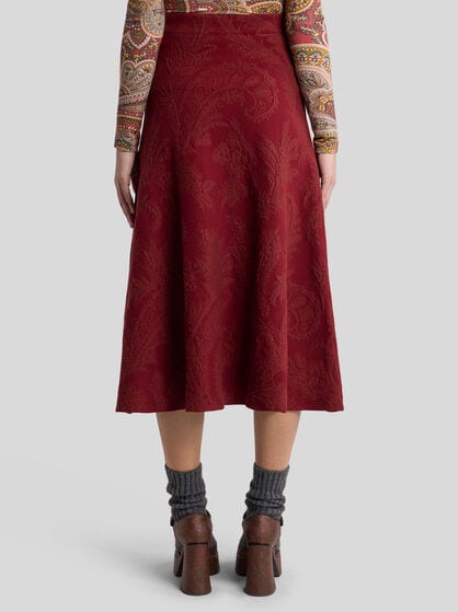 FLORAL PAISLEY JACQUARD MIDI SKIRT