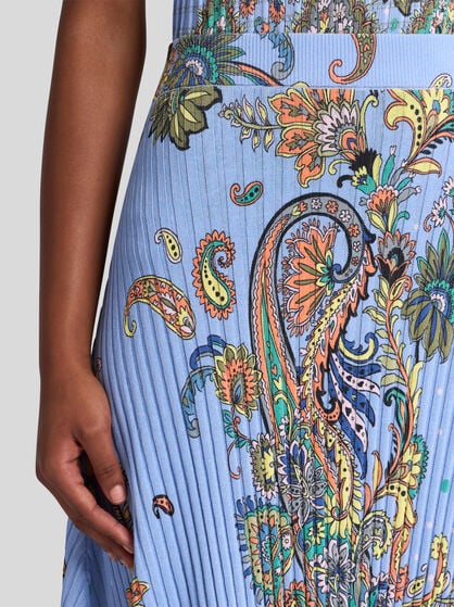 RIBBED MIDI SKIRT WITH FLORAL MOTIF