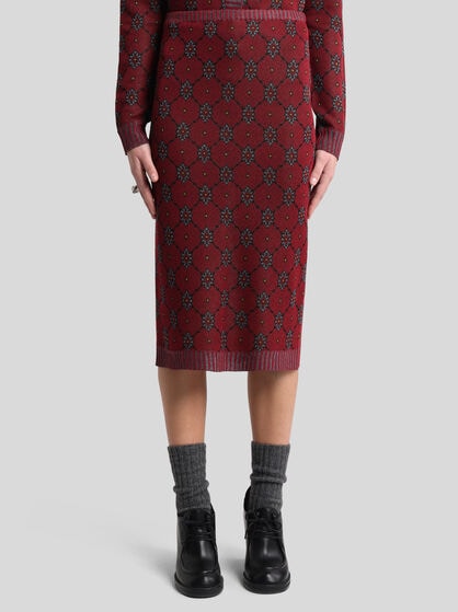 KNIT SKIRT WITH TIE-INSPIRED MOTIF