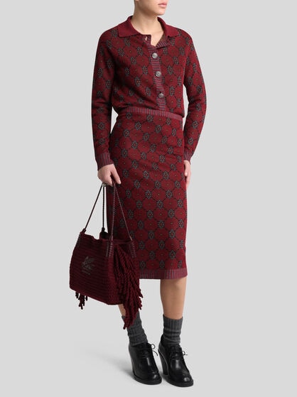 KNIT SKIRT WITH TIE-INSPIRED MOTIF
