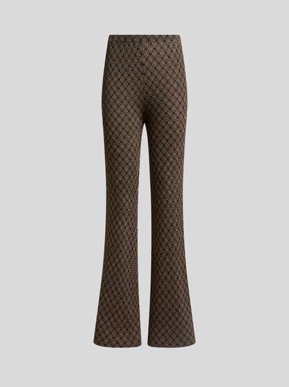 FIT-AND-FLARE JACQUARD TROUSERS WITH MICRO DIAMOND MOTIF
