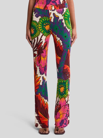 TROUSERS WITH MULTICOLOURED FLORAL PRINT