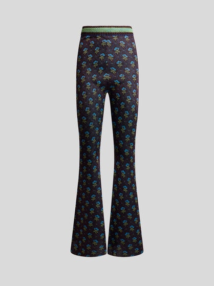 FIT-AND-FLARE JACQUARD TROUSERS WITH DIAMOND FLOWER MOTIF