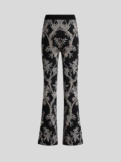 PANTALONES FIT AND FLARE JACQUARD DE MEZCLA DE LANA CON MOTIVO POSICIONAL NATURALEZA