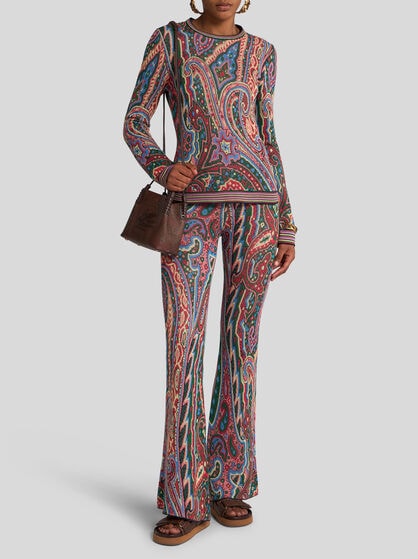 FLARED PAISLEY JACQUARD TROUSERS