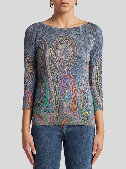 PAISLEY SILK AND CASHMERE SWEATER