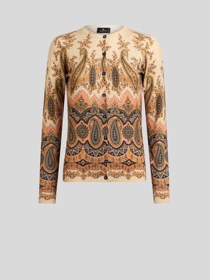 PRINTED SILK AND CASHMERE CARDIGAN