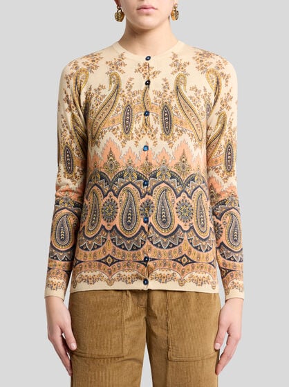 PRINTED SILK AND CASHMERE CARDIGAN