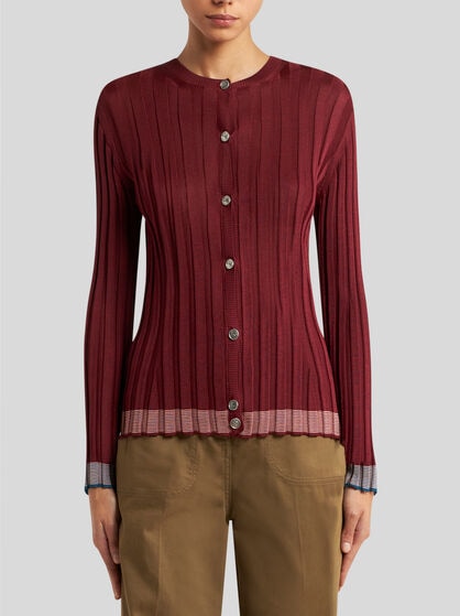 RIBBED CARDIGAN WITH PEGASO BUTTONS