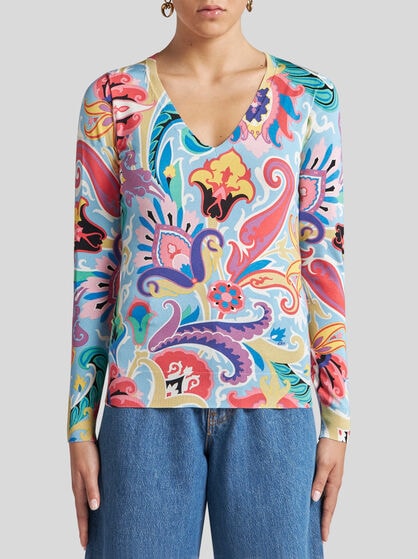 SWEATER WITH MULTICOLOURED FLORAL PRINT