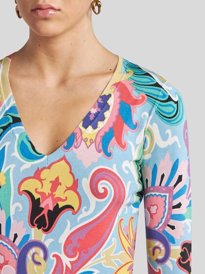 SWEATER WITH MULTICOLOURED FLORAL PRINT
