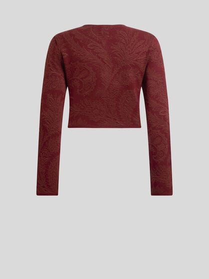 CROPPED PAISLEY JACQUARD CARDIGAN