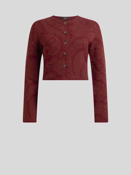 CROPPED PAISLEY JACQUARD CARDIGAN