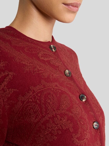 CROPPED PAISLEY JACQUARD CARDIGAN