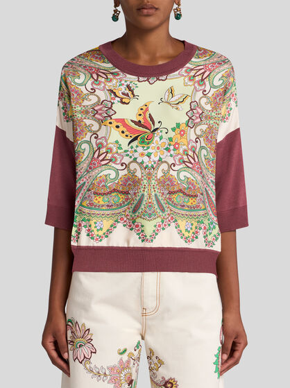KNIT T-SHIRT WITH FLORAL MOTIF