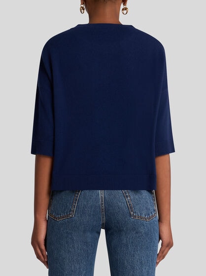 KNIT T-SHIRT WITH SILK SCARF MOTIF