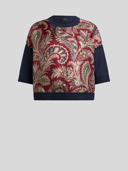 T-SHIRT WITH FLORAL PAISLEY INSERT