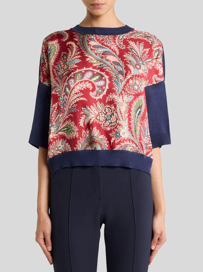 T-SHIRT WITH FLORAL PAISLEY INSERT