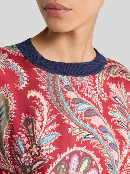 T-SHIRT WITH FLORAL PAISLEY INSERT