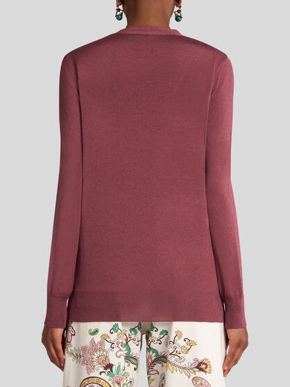 COTTON AND SILK CARDIGAN WITH BUTTERFLY MOTIF