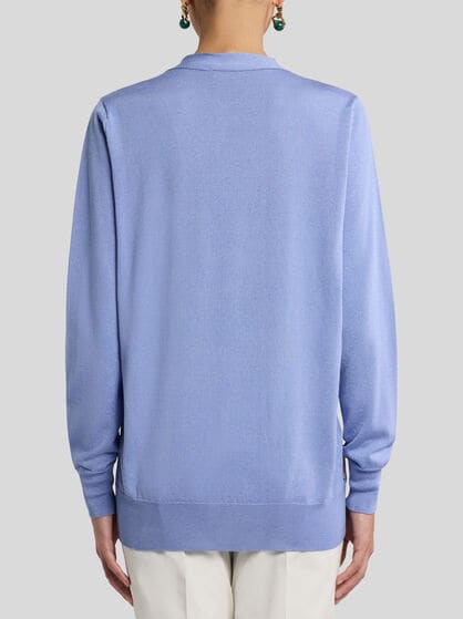 COTTON AND SILK CARDIGAN WITH PRINT