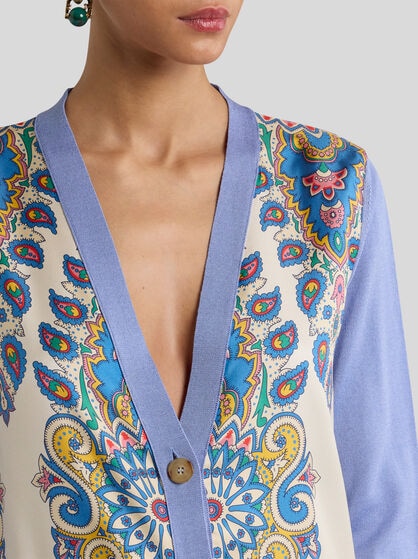 COTTON AND SILK CARDIGAN WITH PRINT