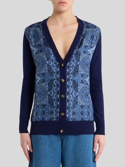 CARDIGAN WITH SILK SCARF MOTIF