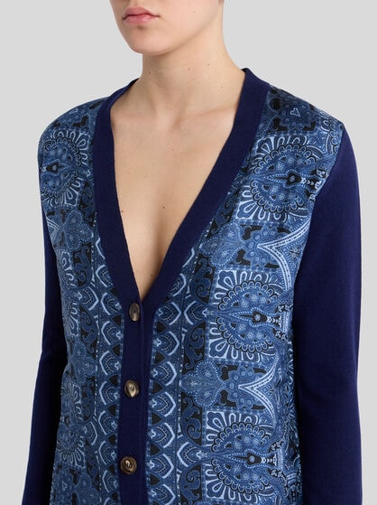 CARDIGAN WITH SILK SCARF MOTIF