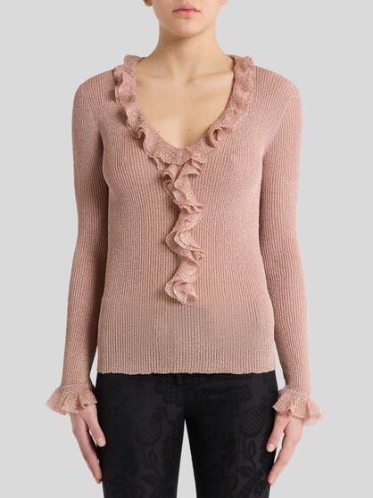 METALLIC TOP WITH FLOUNCES