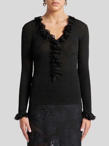 METALLIC TOP WITH FLOUNCES