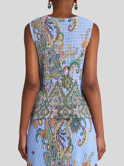 SLEEVELESS FLORAL KNIT TOP