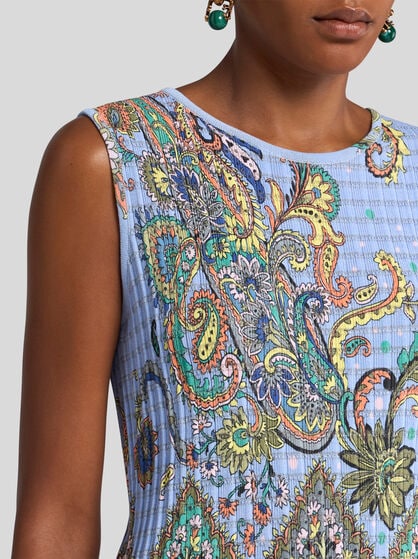 SLEEVELESS FLORAL KNIT TOP