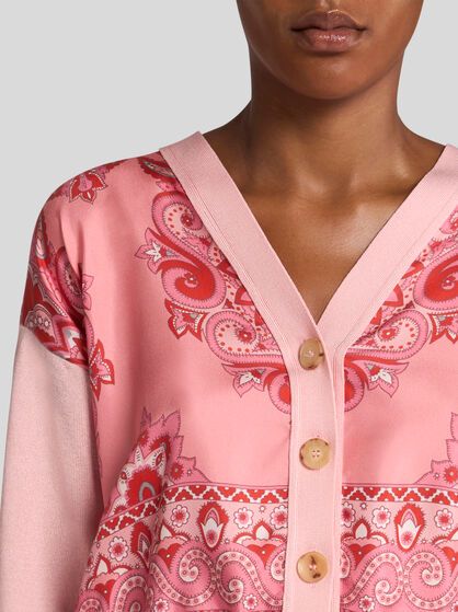CROPPED KNIT CARDIGAN WITH PRINT