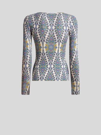 SILK-BLEND MEDALLION AND PAISLEY SWEATER