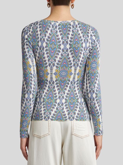 SILK-BLEND MEDALLION AND PAISLEY SWEATER