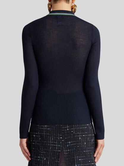 KNIT WOOL JACQUARD POLO SHIRT
