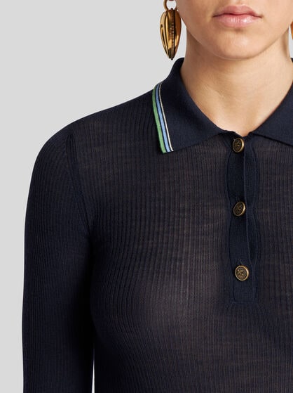 KNIT WOOL JACQUARD POLO SHIRT