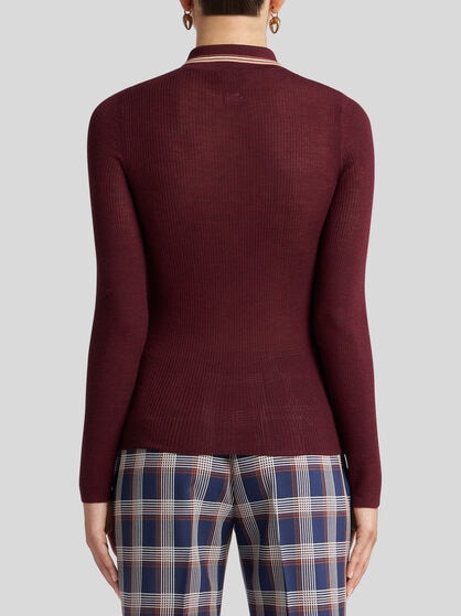KNIT WOOL JACQUARD POLO SHIRT