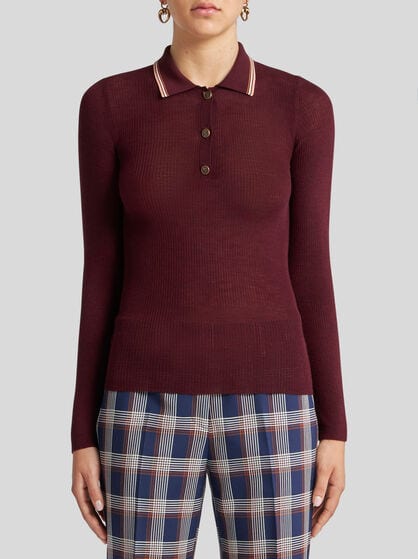 KNIT WOOL JACQUARD POLO SHIRT