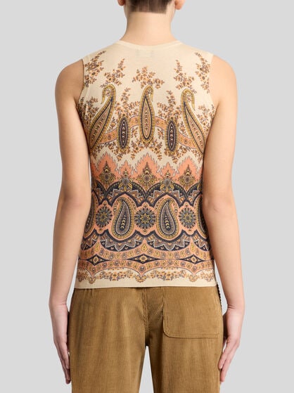 SILK AND CASHMERE TOP WITH PRINT