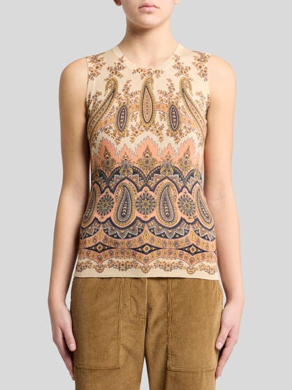 SILK AND CASHMERE TOP WITH PRINT