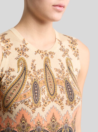 SILK AND CASHMERE TOP WITH PRINT