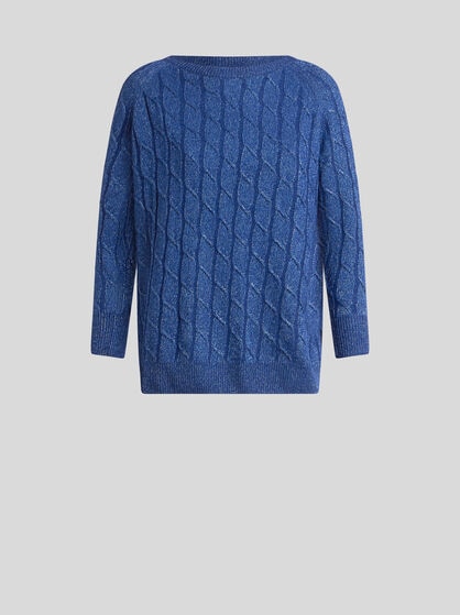 METALLIC CABLE-KNIT SWEATER