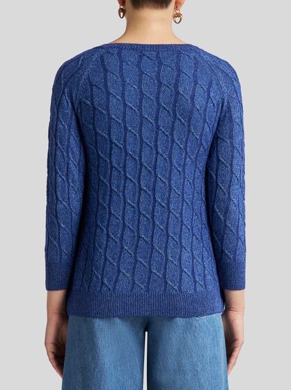 METALLIC CABLE-KNIT SWEATER