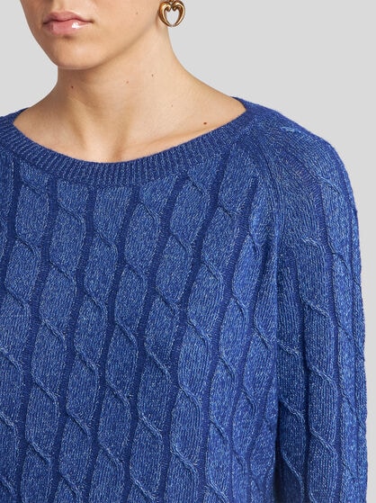 METALLIC CABLE-KNIT SWEATER