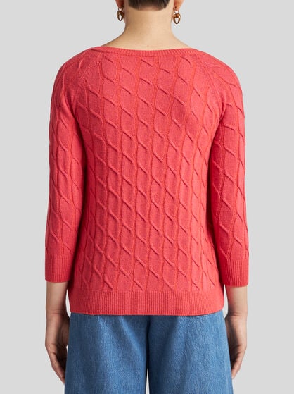 METALLIC CABLE-KNIT SWEATER