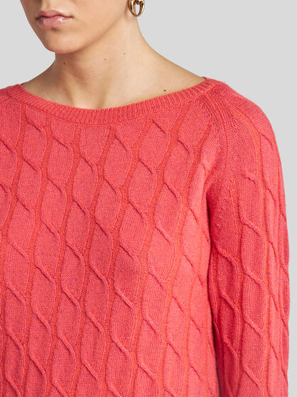 METALLIC CABLE-KNIT SWEATER