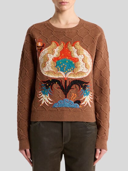 WOOL SWEATER WITH FLORAL EMBROIDERY